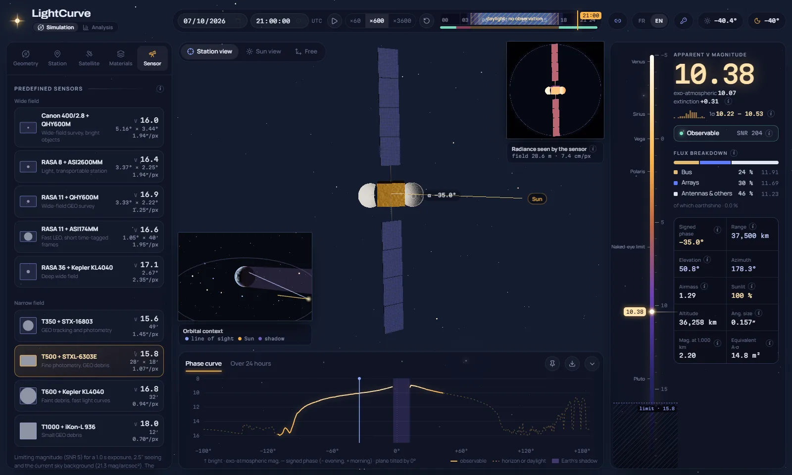 Check a constellation against the night sky — LightCurve